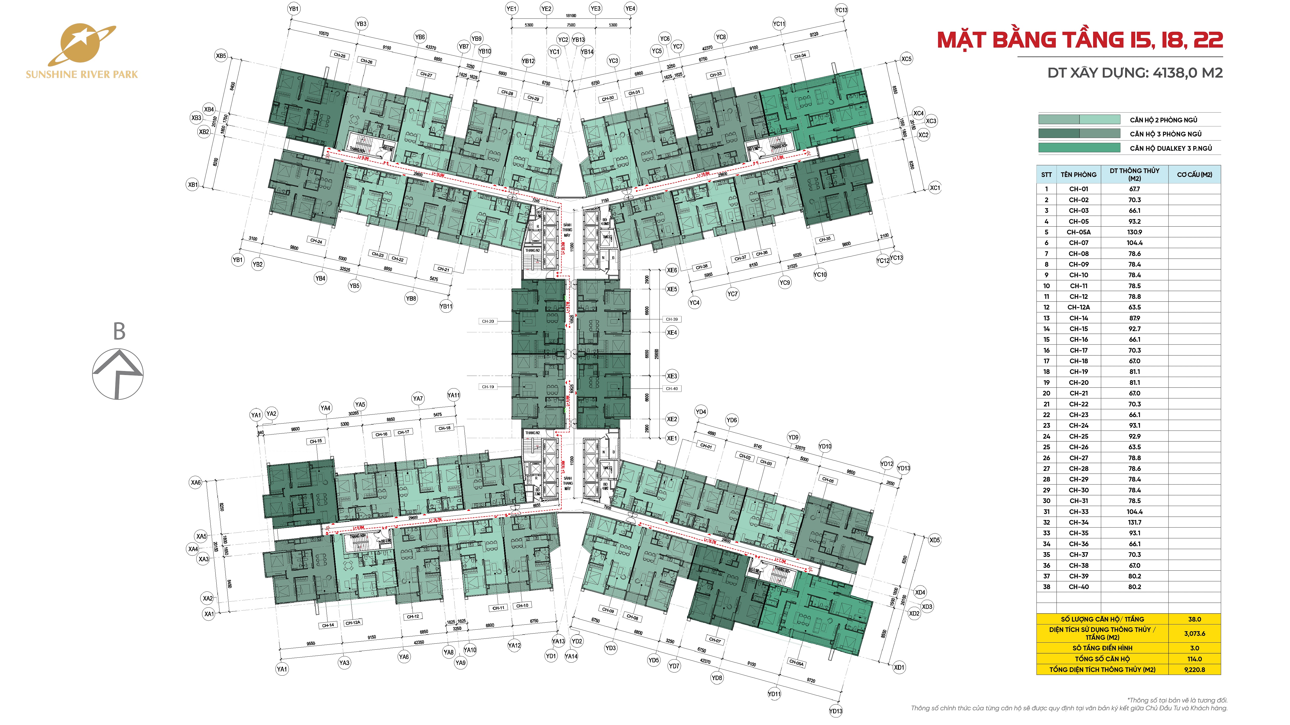 mặt bằng tầng 15,18,22-Sunshine River Park
